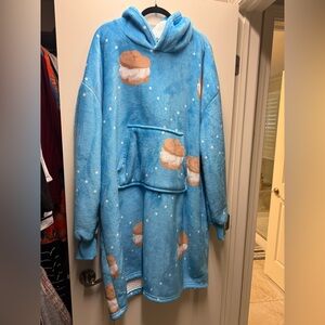 Blue Hooded Blanket with Ice Cream Sandwich Print